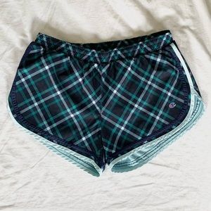 Champion | 3.5” Inseam Plaid Athletic Shorts with Pockets in Blue